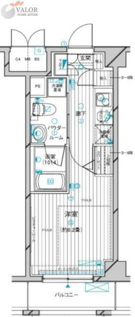 メインステージ川崎III(1K/4階)の間取り写真
