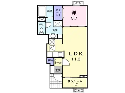 OWL-II(1LDK/1階)の間取り写真