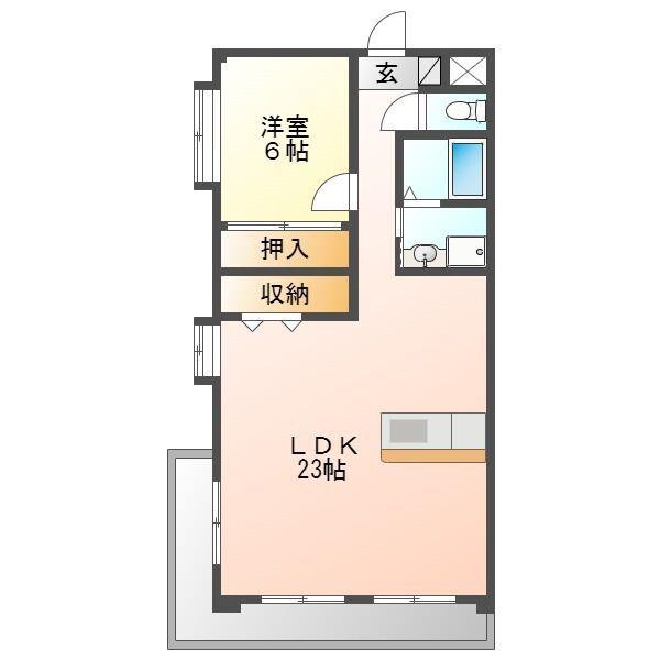 シーズンコート植田南(1LDK/2階)の間取り写真