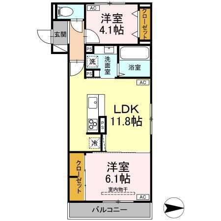ボヌール T(2LDK/2階)の間取り写真