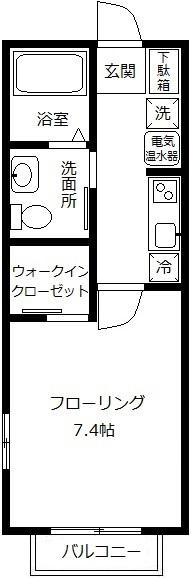 ベルメゾンK(1K/1階)の間取り写真