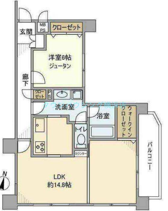 ビッグヴァン横濱山手(1LDK/2階)の間取り写真