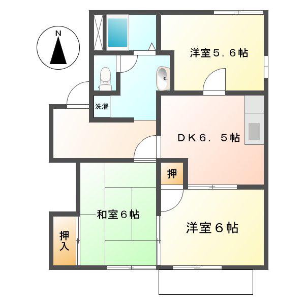 コーポあこぎA(3DK/2階)の間取り写真