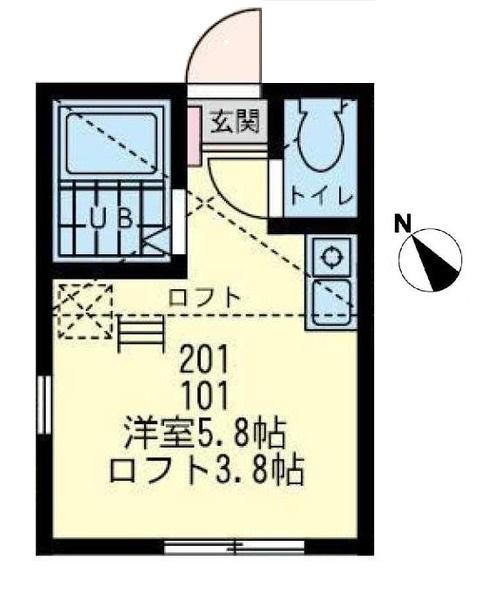 フィエルテ宮崎台(ワンルーム/2階)の間取り写真