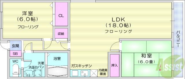 フレンドリー市名坂(2LDK/1階)の間取り写真