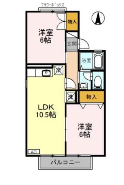 サンモール北花田(2LDK/1階)の間取り写真