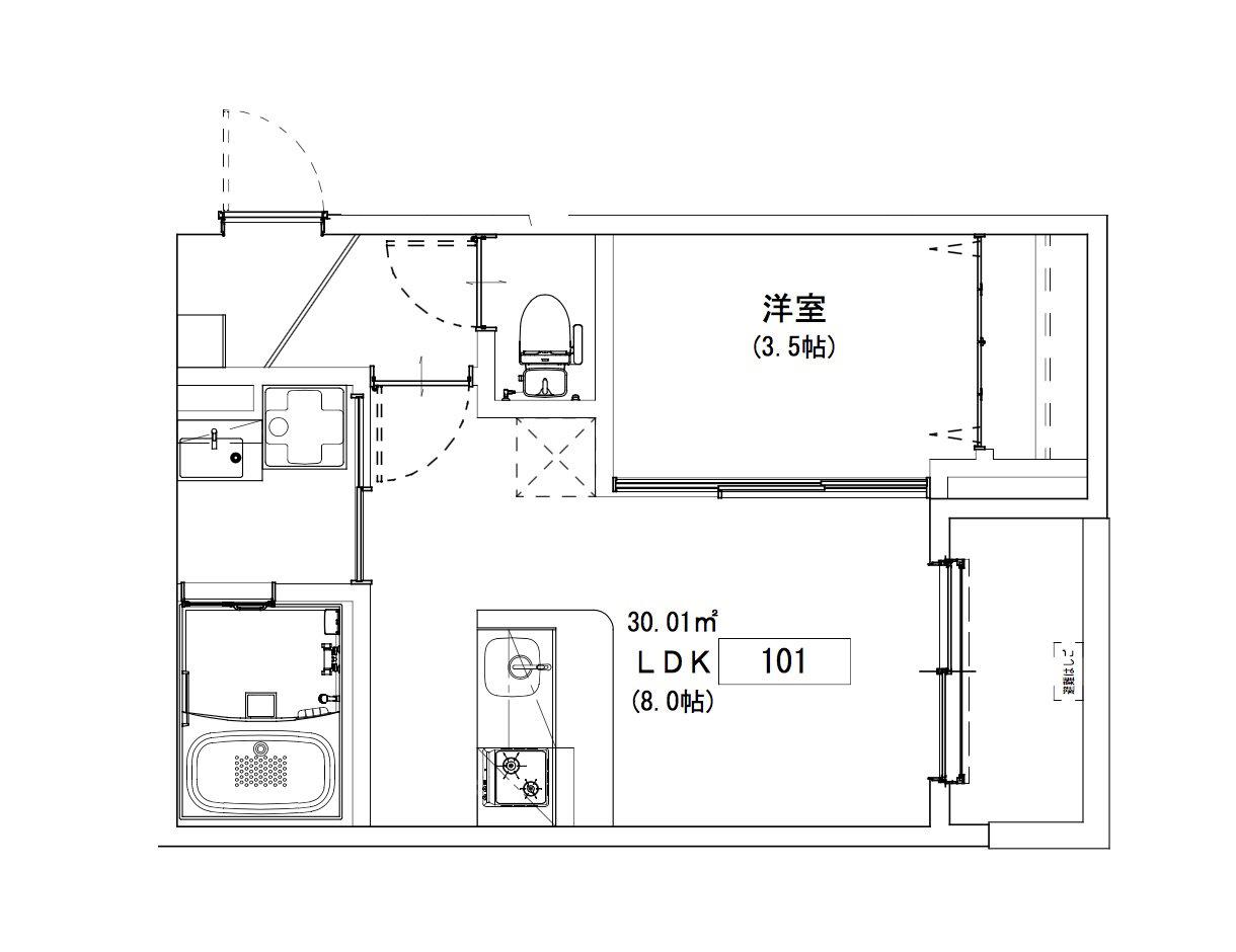 CRASTINE岩田町5丁目(1LDK/1階)の間取り写真