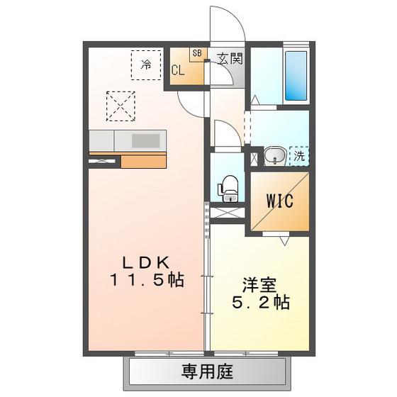 グランモア パーシモン(1LDK/1階)の間取り写真