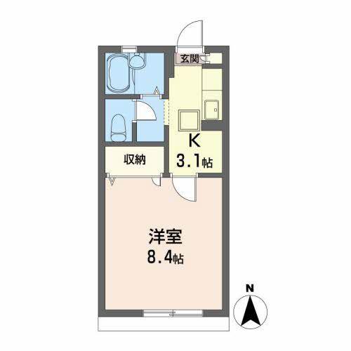 ディアス桜ヶ丘(1K/1階)の間取り写真