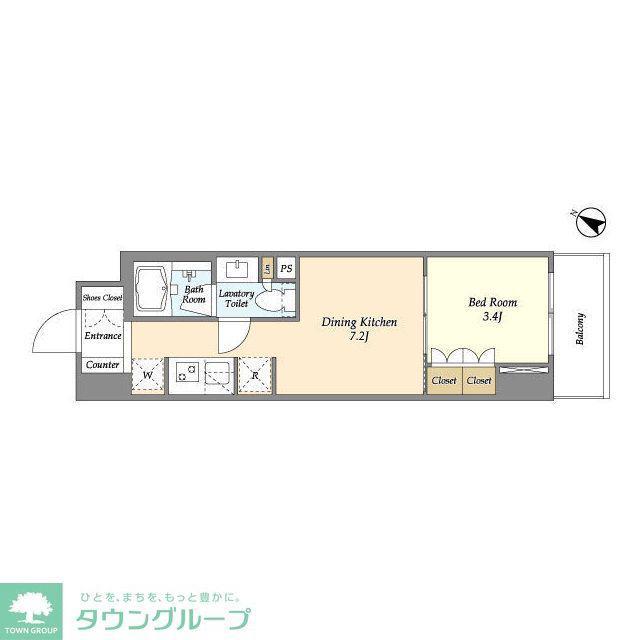 ドゥーエ横濱鶴見(1DK/2階)の間取り写真