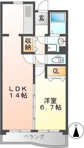 CREA名駅南(1LDK/1階)の間取り写真