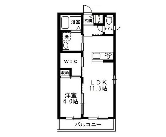 ハンドIV(1LDK/1階)の間取り写真
