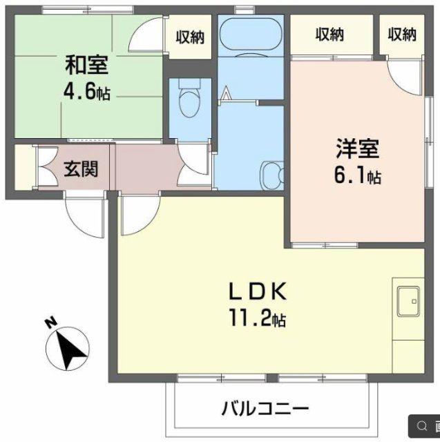ディアス妻鹿駅前(2LDK/2階)の間取り写真