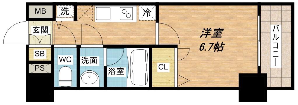 ラヴ心斎橋ウエスト(1K/4階)の間取り写真