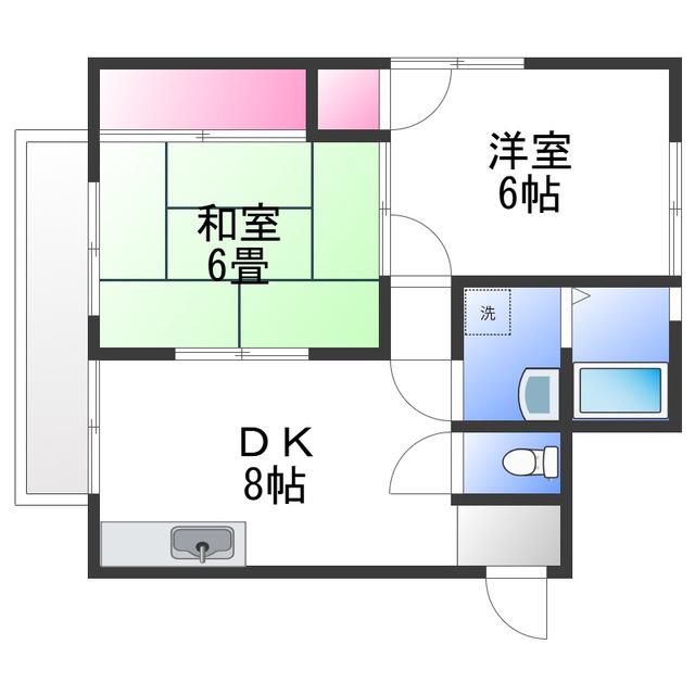 ブリスフル深井北町(2DK/2階)の間取り写真