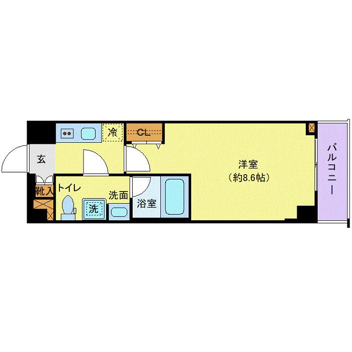 ステージグランデ竹ノ塚(1K/6階)の間取り写真