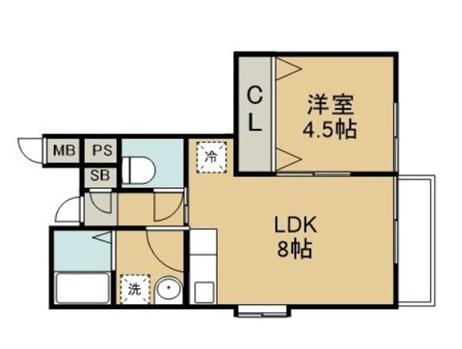 リーコーポ壱番館(1LDK/1階)の間取り写真