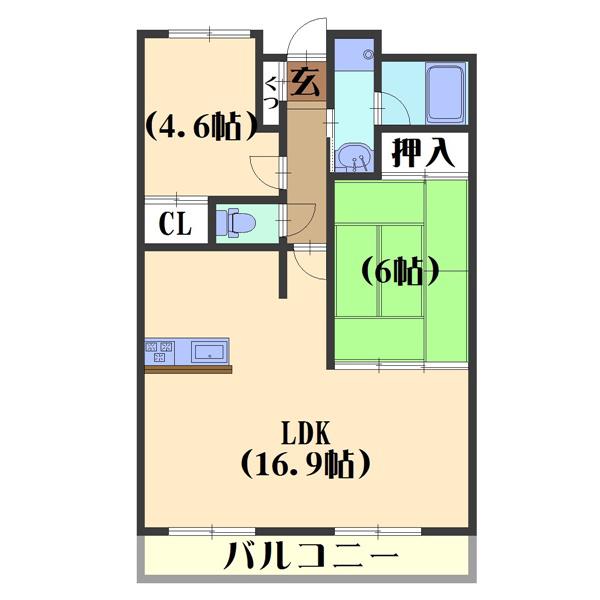 ルピナス・ヴィータ(2LDK/5階)の間取り写真