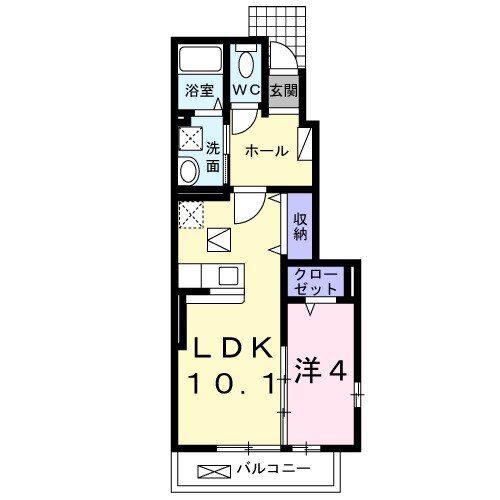 ベルベットポー(1LDK/1階)の間取り写真