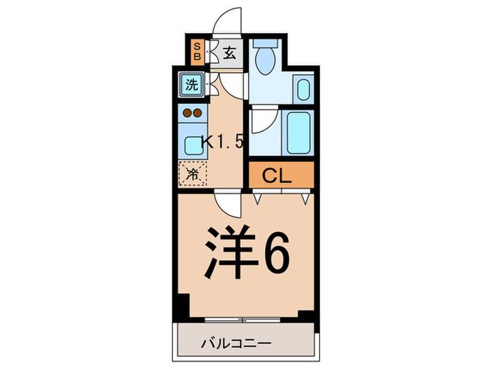 KDXレジデンス雪谷大塚(1K/6階)の間取り写真