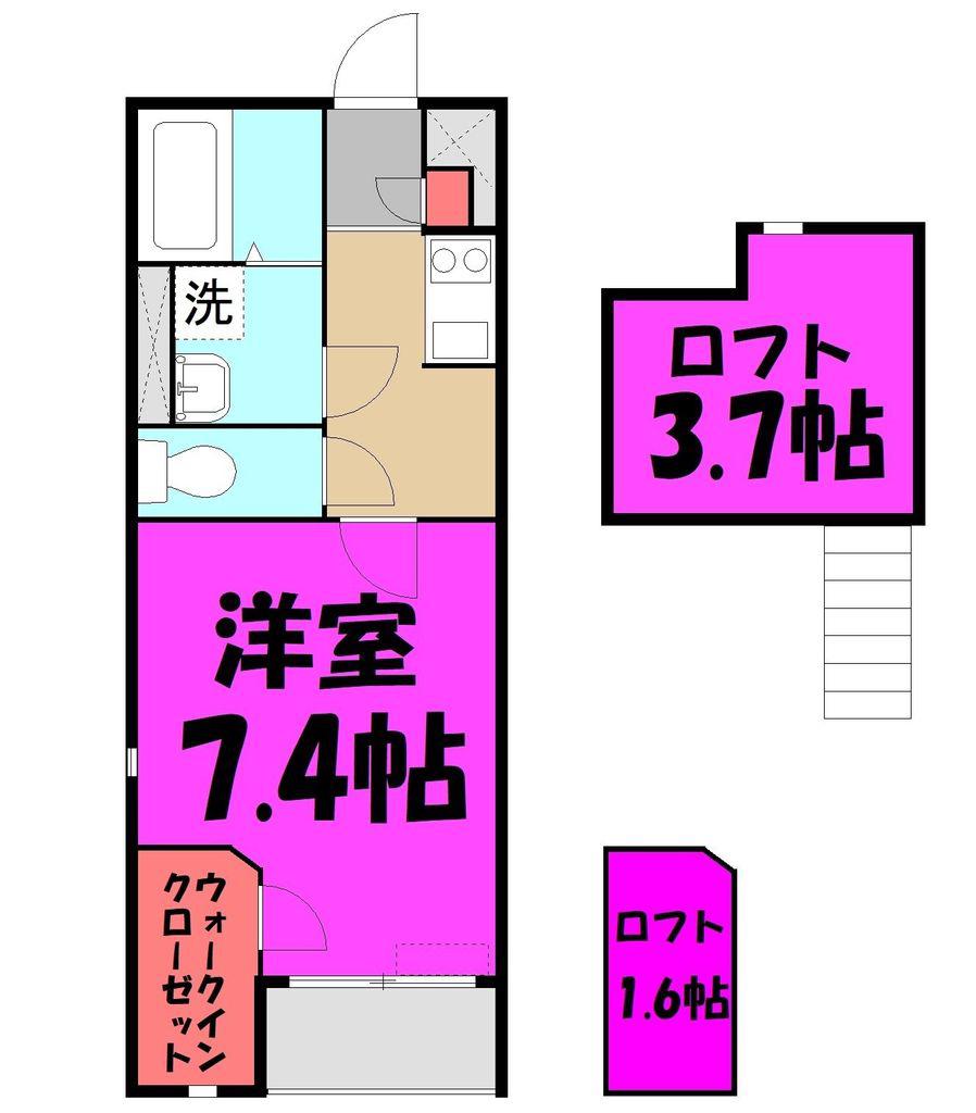 フレール1(1K/2階)の間取り写真