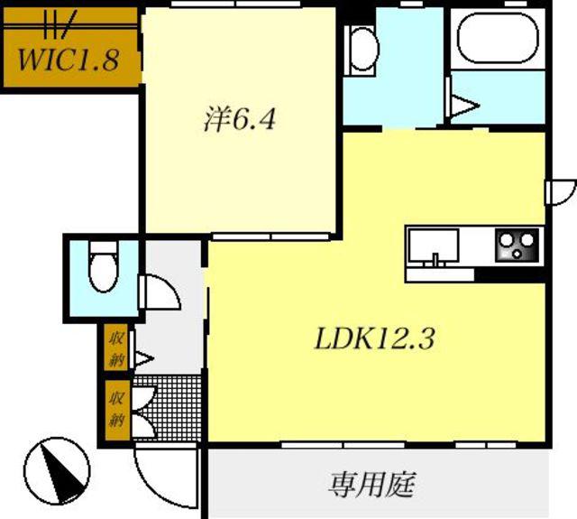SHAMAISON フロレスタ(1LDK/1階)の間取り写真