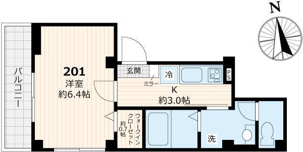MAISON NOIRE メゾンノワール(1K/2階)の間取り写真