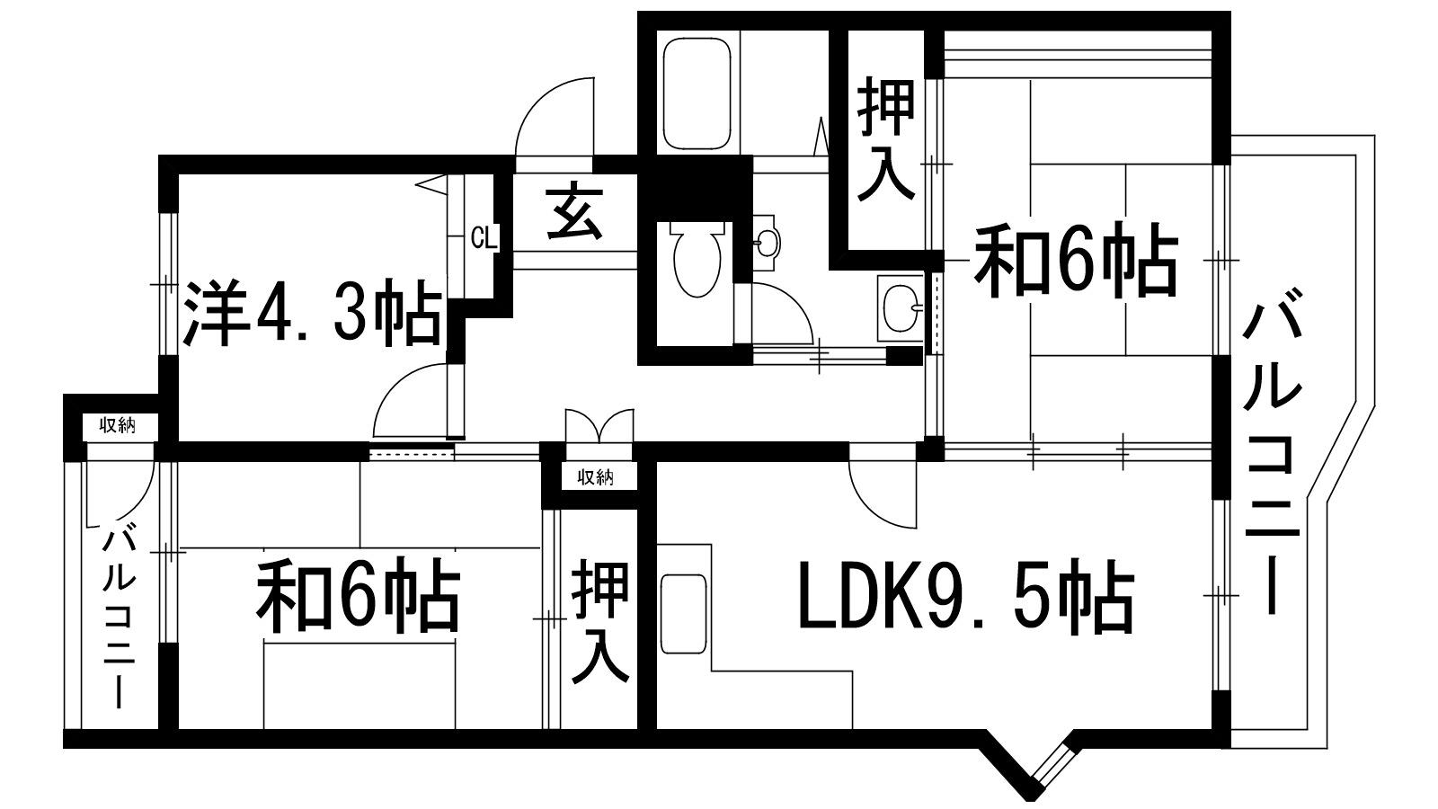 中山五月台6号棟(3LDK/5階)の間取り写真