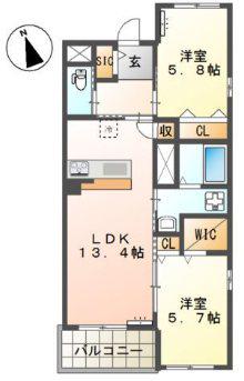 LA MAISON DU REVE (2LDK/5階)の間取り写真