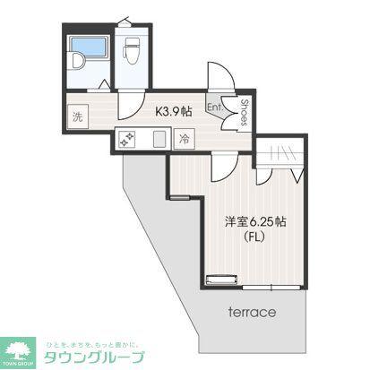 フォレストハイツ読売ランドII(1K/1階)の間取り写真