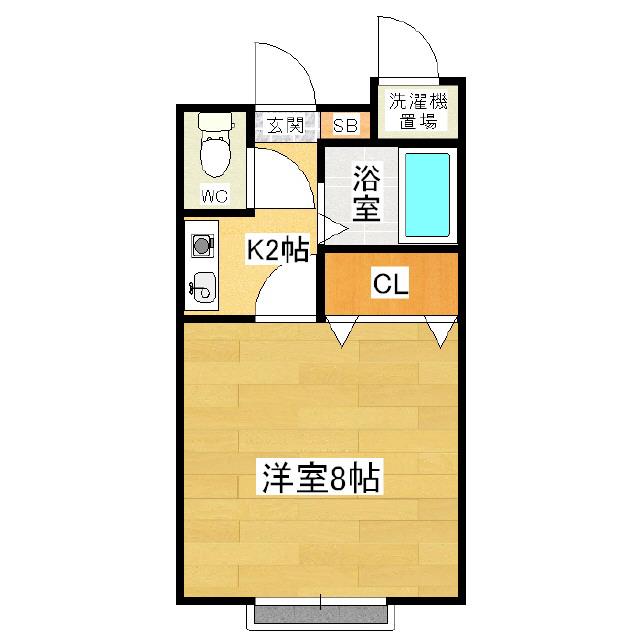 ハイツあさま(1K/2階)の間取り写真