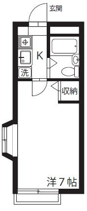 メゾンフルール(1K/1階)の間取り写真