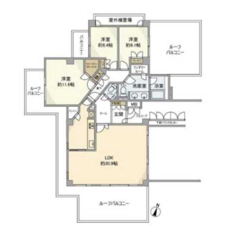 パークハウス・ジオ六番町(3LDK/5階)の間取り写真
