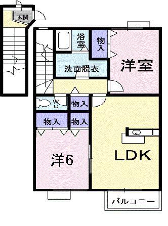 ダンブランセC棟(2LDK/2階)の間取り写真