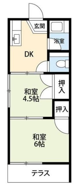 たけみコーポ(2DK/1階)の間取り写真