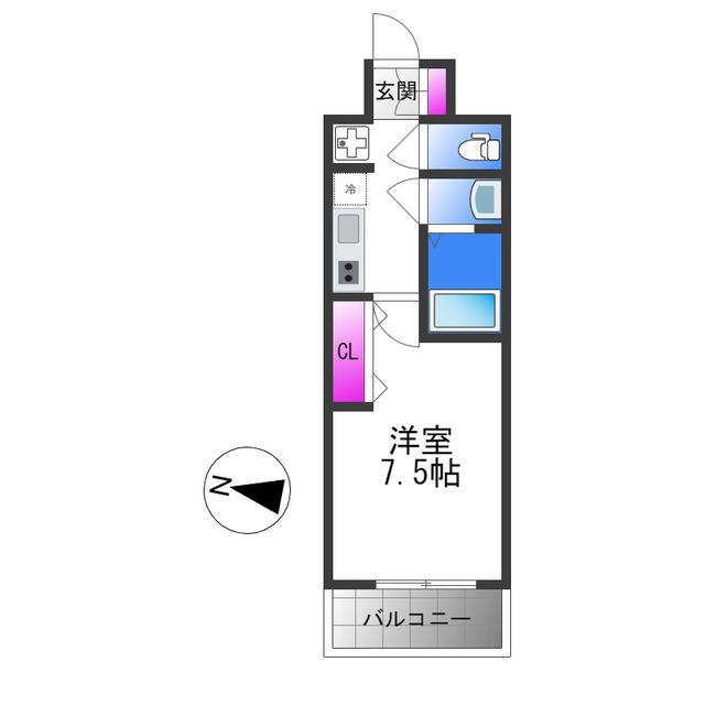 LUXE布施南(1K/10階)の間取り写真