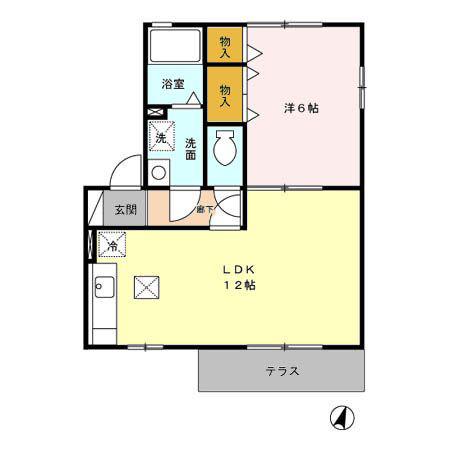 クレールみゆきB棟(1LDK/1階)の間取り写真