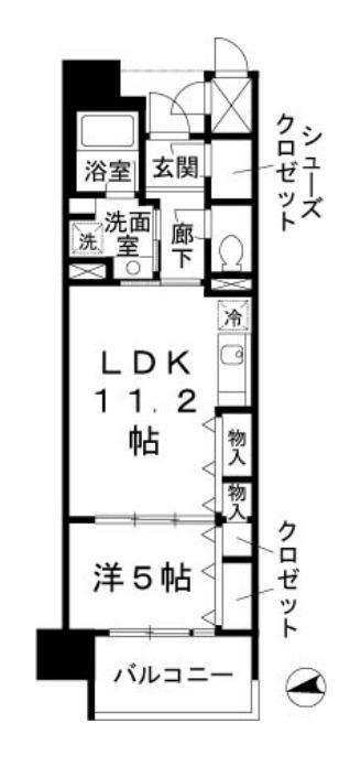 ロイヤルパークスなんば(1LDK/10階)の間取り写真