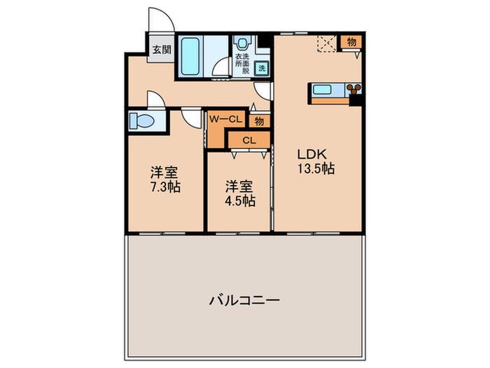 ケンズコート(2LDK/1階)の間取り写真