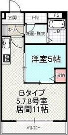 第88松井ビル(1LDK/3階)の間取り写真