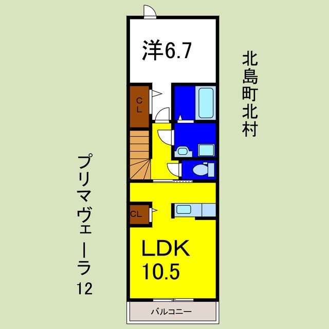 プリマヴェーラ12(1LDK/2階)の間取り写真