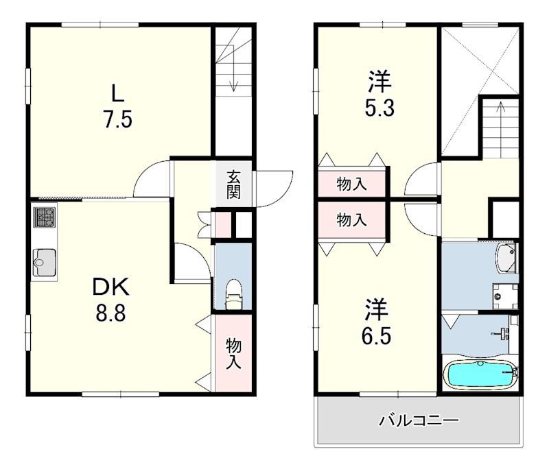 サテライト芦屋船戸町(2LDK/1階)の間取り写真