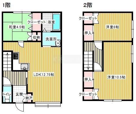永福町アパート 左(3LDK/1階)の間取り写真