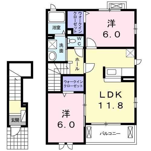 アンティーム(2LDK/2階)の間取り写真