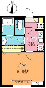 ツルテラス(1K/2階)の間取り写真