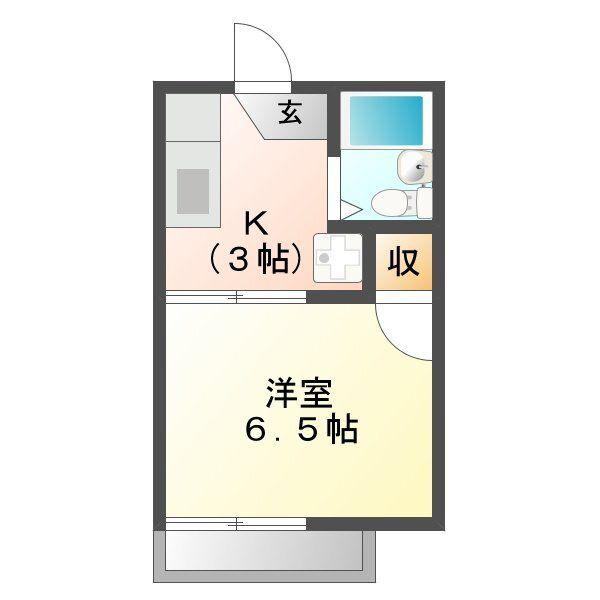 ヴィラ白鳥(1K/1階)の間取り写真