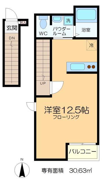 ワインディングロードB(ワンルーム/2階)の間取り写真