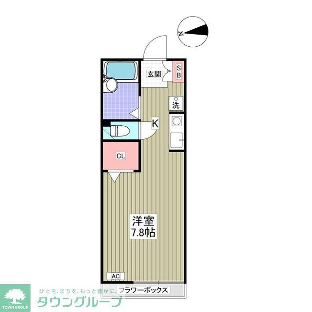 ボナール関(ワンルーム/2階)の間取り写真