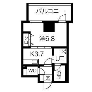 さくらHILLS NISHIKI PLATINUM RESIDENCE(1DK/8階)の間取り写真