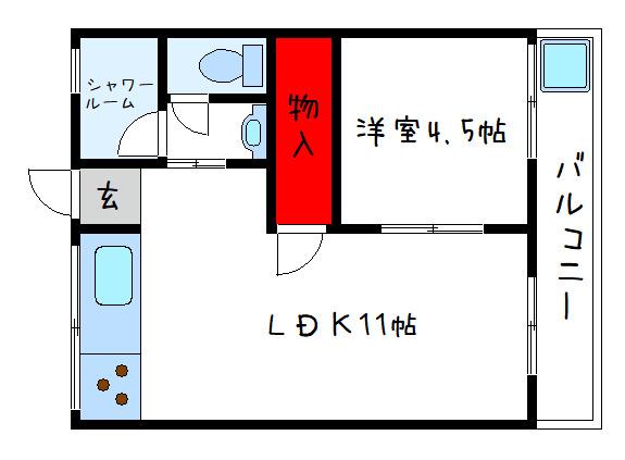 コーポみそのA(1LDK/2階)の間取り写真